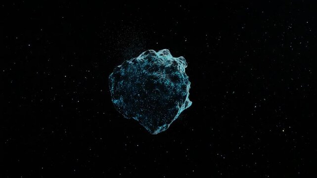 Floating asteroid in deep space with starry background