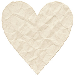 Heart shape wrinkled white paper isolated