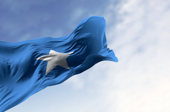 Somalia national flag waving in the wind - Powered by Adobe
