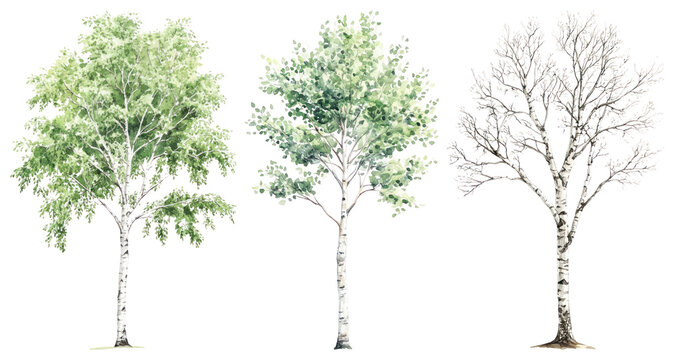 PNG Three trees seasonal illustration, element set on transparent background