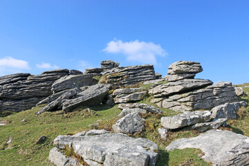 Granite Tor on Dartmoor National Park in Devon	