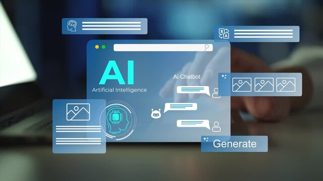 Chat with Ai concept,  generating text, image using artificial intelligence technology, Smart assistant, Chat AI