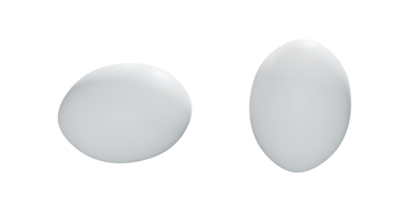 White egg in two positions isolated on transparent background
