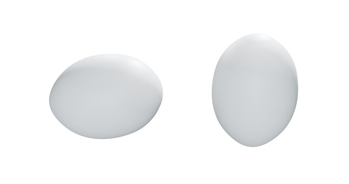 White egg in two positions isolated on transparent background