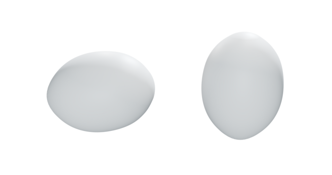 White egg in two positions isolated on transparent background