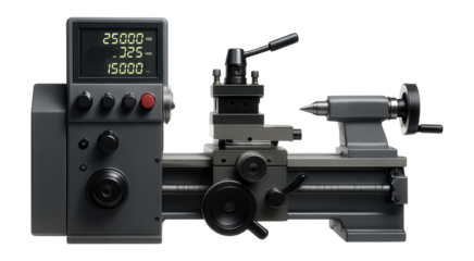 Digital readout bench lathe, ideal for professional machine shop use.