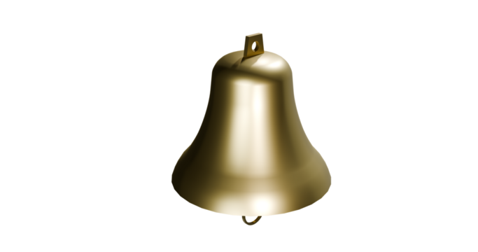 Golden bell notification sound icon isolated on transparent background