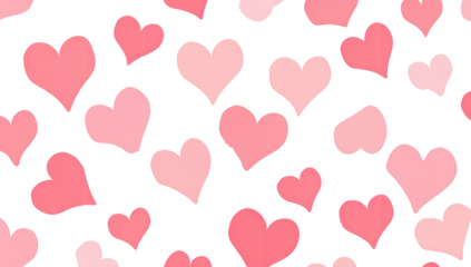 A repeating pattern of various shades of pink hearts on a black background