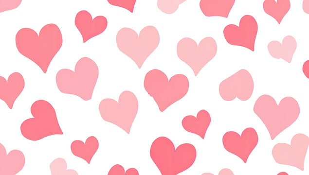 A repeating pattern of various shades of pink hearts on a black background - Powered by Adobe