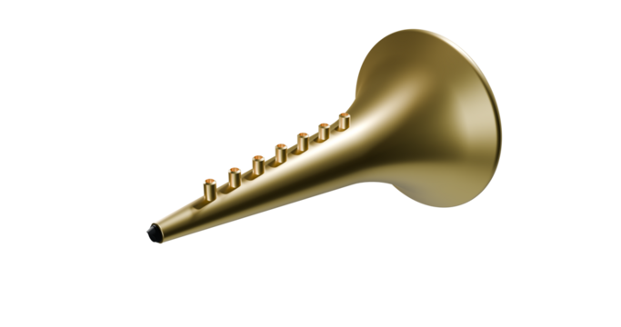 Trumpet golden isolated on a transparent background