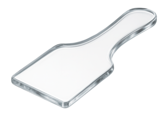 Clear acrylic tool for checking filler spread on light surfaces.