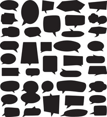 Assortment of Black Speech and Thought Bubbles Silhouettes vector