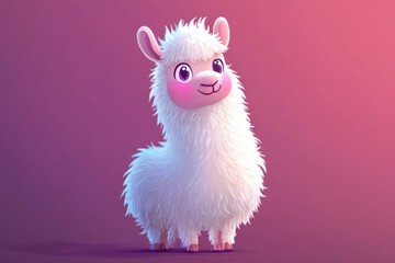 Obraz premium Adorable 3d llama with a vibrant scarf, ideal for children's illustrations and playful designs