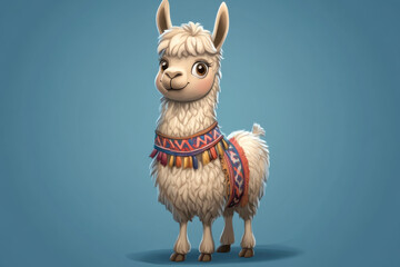 Naklejka premium Adorable 3d llama with a vibrant scarf, ideal for children's illustrations and playful designs