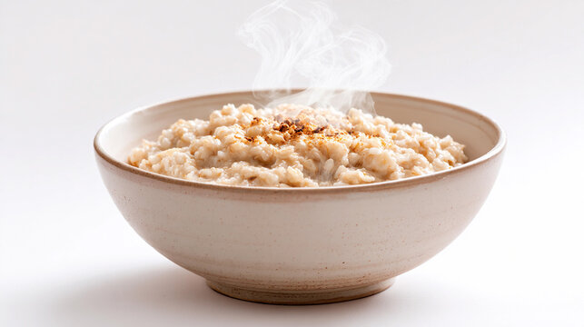 Warm bowl of creamy oatmeal topped with crunchy nuts for breakfast - Powered by Adobe