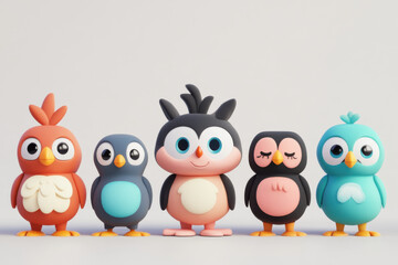 Obraz premium Diverse and innovative artificial intelligence and robotics: a group of ten vibrant robots on a pink backdrop