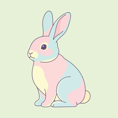 Cute pink cartoon baby bunny with a ribbon illustration for a fun Easter card design