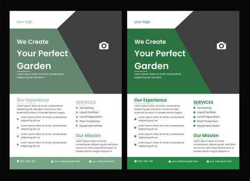 Creative modern fresh clean clear simple agro based flyer or professional agriculture a4 flyer template layout design. lawn care flyer design template. landscaping and gardening lawn care service flye