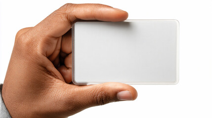Holding a blank card in a hand indoors in bright lighting