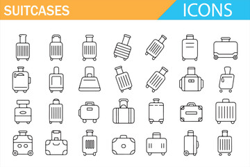 Vector pack of suitcases and baggage elements for tourism graphics