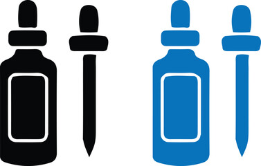 bule black dropper bottle icons set vector 