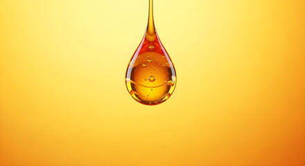 Honey drop on yellow background isolated on white background