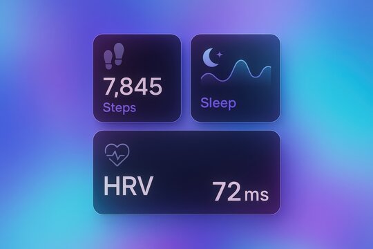 Innovative health metrics display showcasing step count sleep quality and heart rate variability for optimal well being and fitness performance analysis