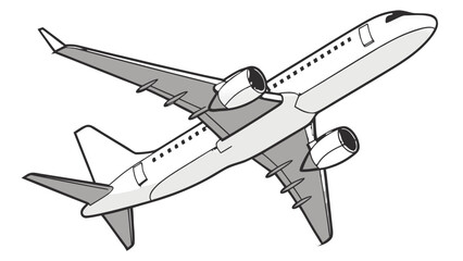 "A high-angle, top-down studio shot of a sleek, modern white passenger airplane. The aircraft features two visible jet engines, swept-back wings with subtle winglets, and a vertical tail fin. The fuse