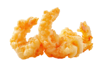 Crispy fried shrimp isolated on transparent background, a delicious seafood appetizer