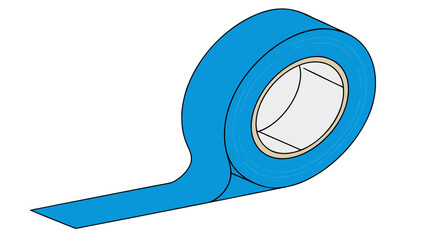 "A clear, high-resolution studio shot of a single roll of bright blue electrical tape. The tape is wrapped around a white cardboard core, and a short segment of the tape is unrolled and extending down