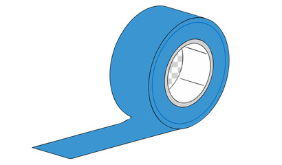 "A clear, high-resolution studio shot of a single roll of bright blue electrical tape. The tape is wrapped around a white cardboard core, and a short segment of the tape is unrolled and extending down