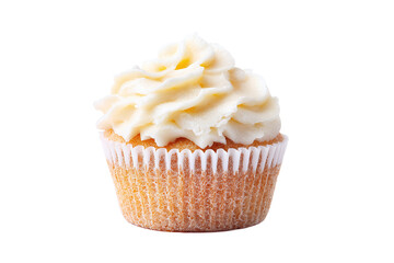 Delicious vanilla cupcake isolated on transparent background, perfect for dessert