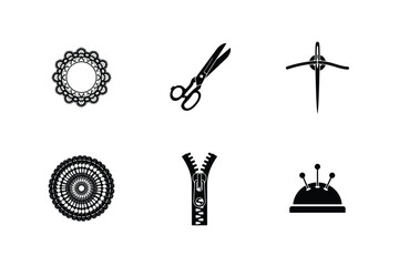 Fototapeta premium Collection of sewing and craft related icons and symbols