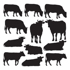 Cow silhouettes vector