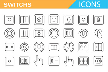 Touch, toggle, and rotary electrical switch symbols collection