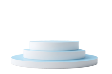 Isolated on transparent background, a threetiered light blue display stand