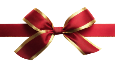 Red ribbon bow with gold accents