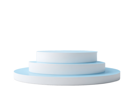 Isolated on transparent background, a threetiered light blue display stand