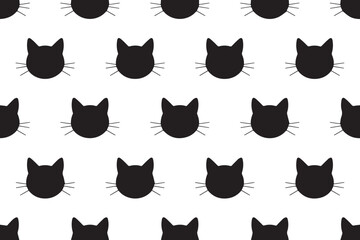 cat head grid pattern minimalist seamless wallpaper textile surface repeat