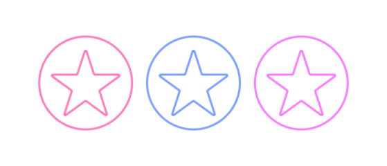 Colorful Neon Star Graphics for UI Design on Transparent Background
