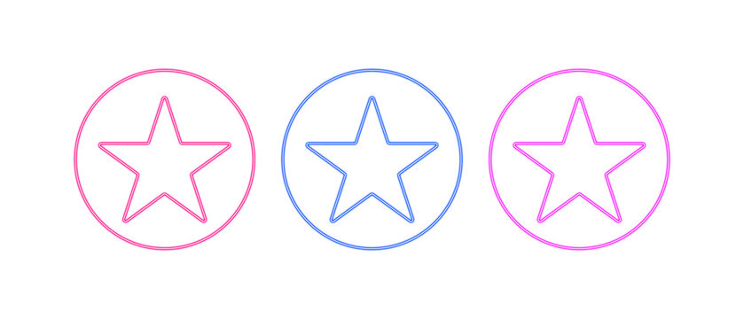 Colorful Neon Star Graphics for UI Design on Transparent Background
