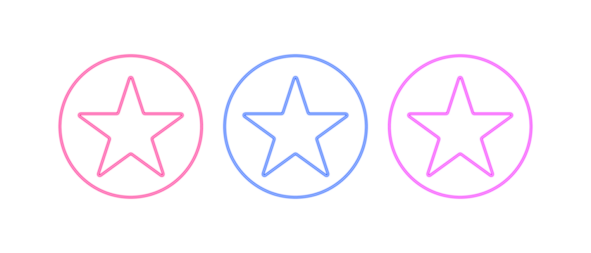Colorful Neon Star Graphics for UI Design on Transparent Background