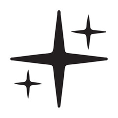 Minimalist Black Sparkle Star Icons on White Background