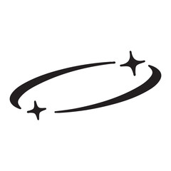 Minimalist Black Elliptical Arc with Sparkling Stars Symbol