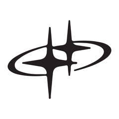 Abstract Retro Stars with Orbiting Oval Curve Graphic Design