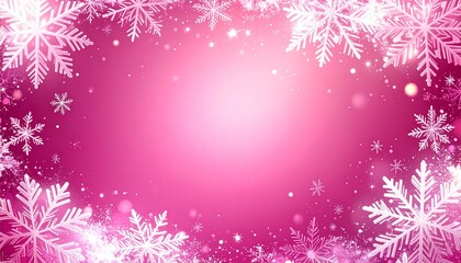 Marco decorativo rosa de copos de nieve blancos alrededor de todo el borde, con diferentes tama&ntilde;os y dise&ntilde;os, creando un efecto helado y festivo. Peque&ntilde;as part&iacute;culas de nieve dispersas por el fondo.