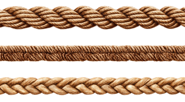 Three horizontal rows of detailed nautical rope textures