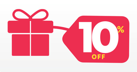 10% off, Merry Christmas, party, gift, buy, promotion, box, tag, commerce, price, value. market, sale, special, discount, special, store. Icon, vector, set