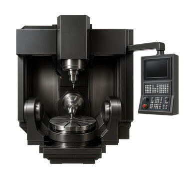 5-axis CNC mill with synchronized rotation for intricate aerospace part production.