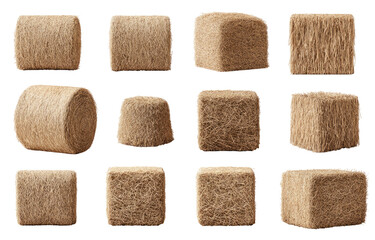 Straw bales in various shapes and angles